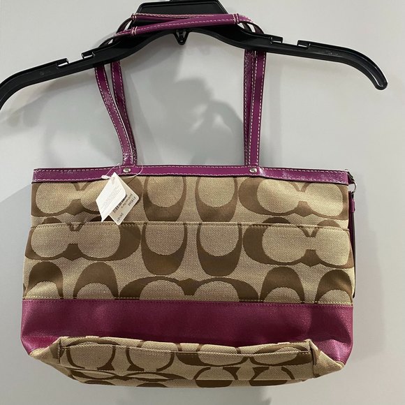 NWT Coach Monogram Handbag and IPad Case Purple/Tan/Brown - Picture 11 of 15